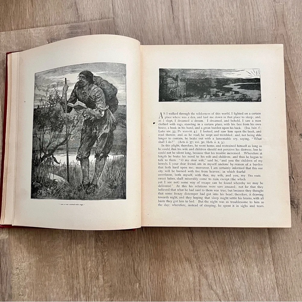 RARE Antique HC Book THE PILGRIM'S PROGRESS JOHN‎ BUNYAN Illustrated F. Barnard